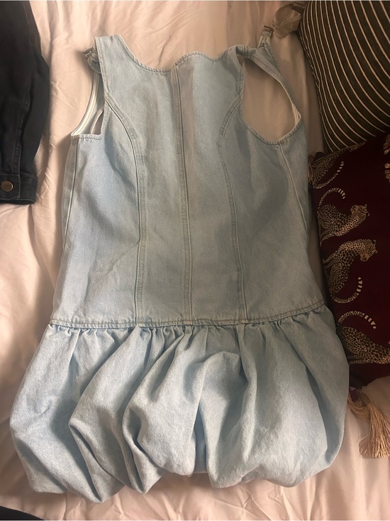 Peppermayo Dresses & Skirts - Peppermayo Pale Blue Denim Bubble-Hem Mini Dress